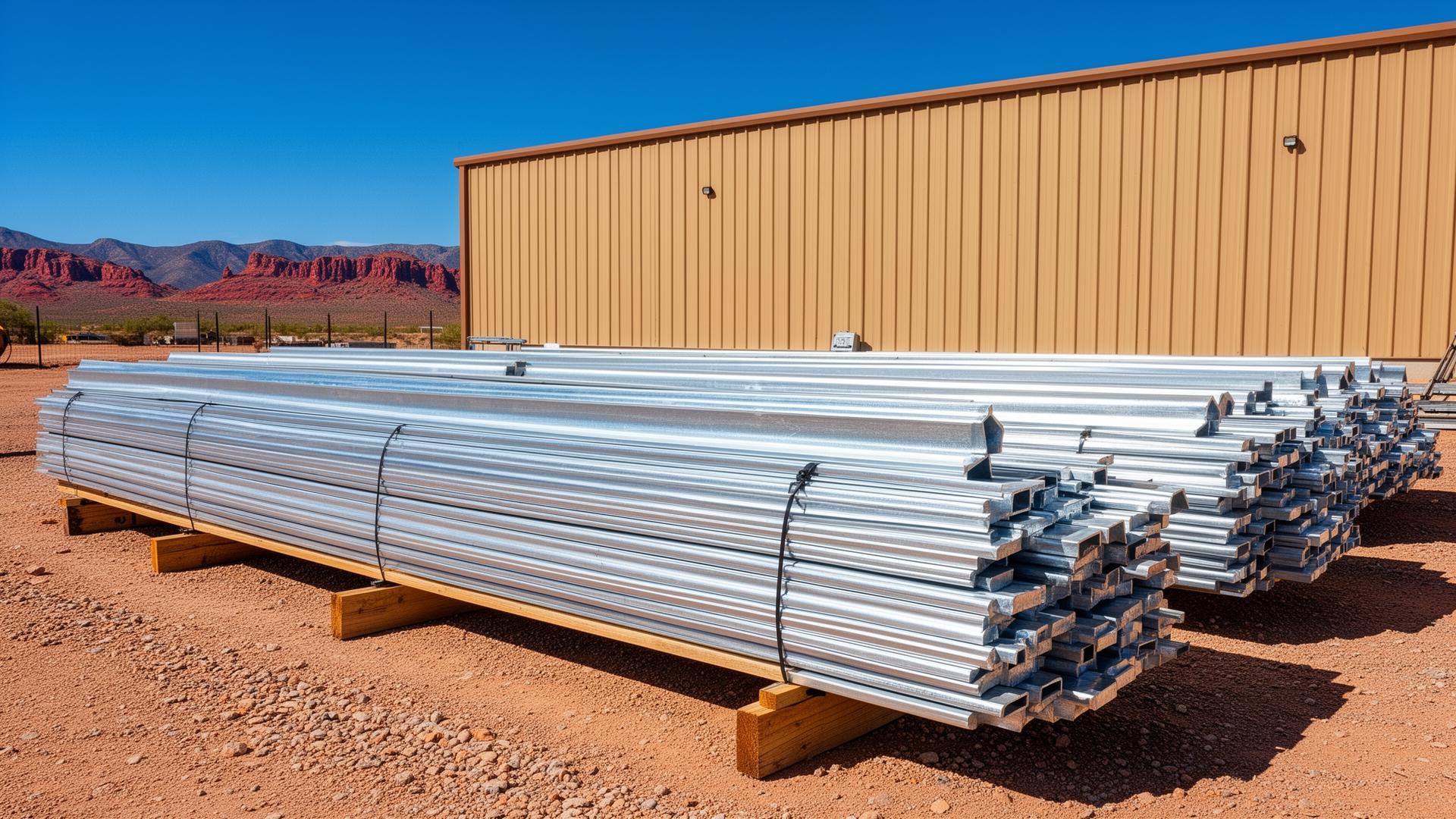 Bundled custom-fabricated parapet coping ready to ship from Monsoon Metal's Phoenix warehouse